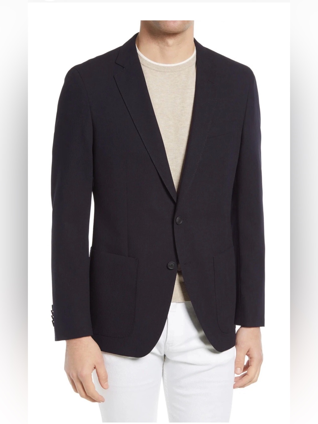 New Boss Hugo Boss Haeven Trim Fit Solid Wool Sport Coat - Dark Navy Blue - 44r